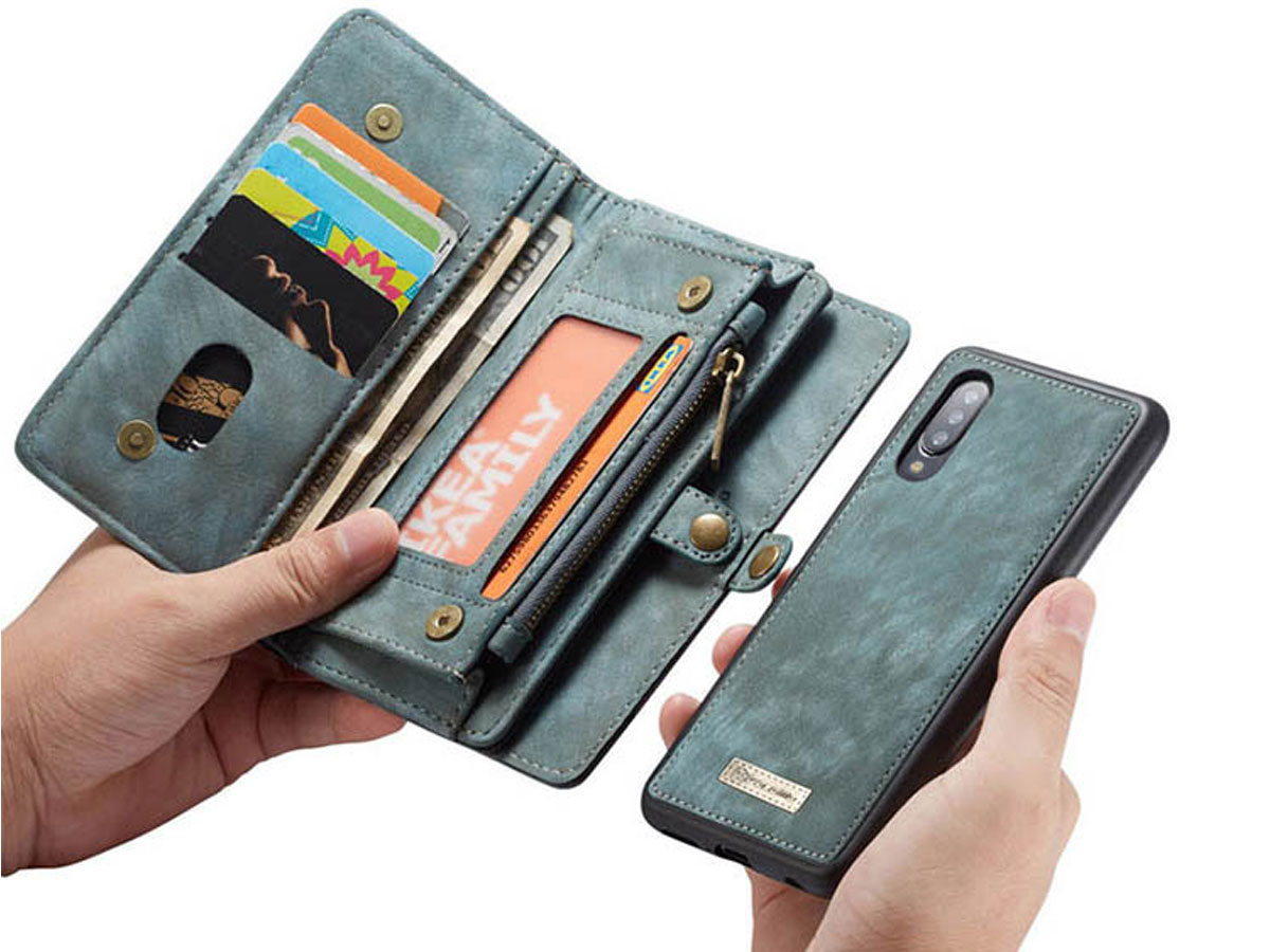 CaseMe 2in1 Wallet Ritsvak Case Blauw - Samsung Galaxy A70 Hoesje