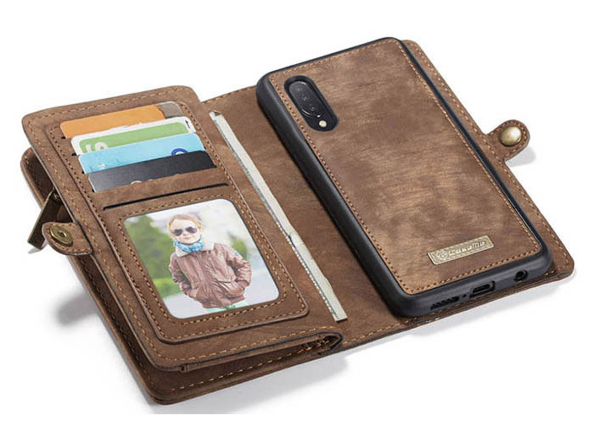 CaseMe 2in1 Wallet Ritsvak Case Bruin - Samsung Galaxy A70 Hoesje