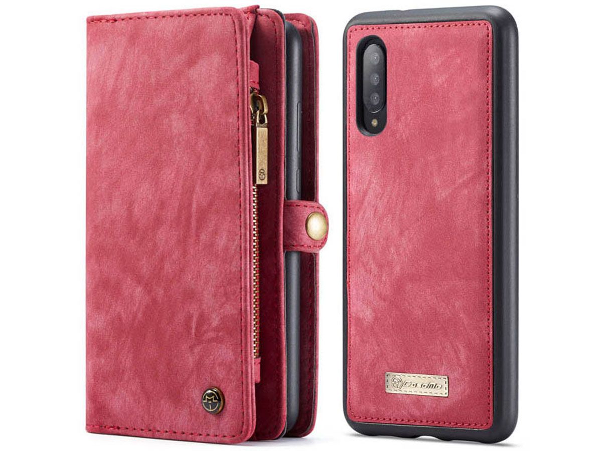 CaseMe 2in1 Wallet Ritsvak Case Rood - Samsung Galaxy A70 Hoesje