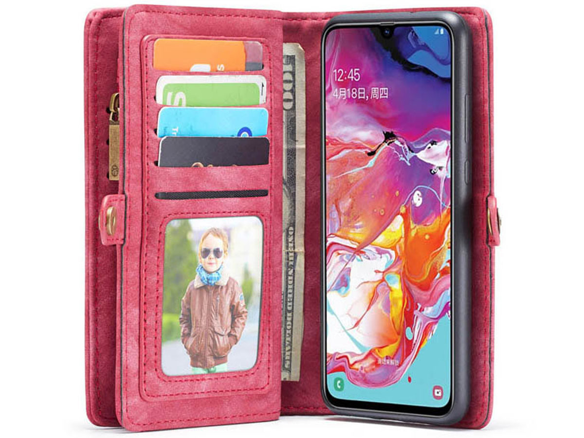 CaseMe 2in1 Wallet Ritsvak Case Rood - Samsung Galaxy A70 Hoesje