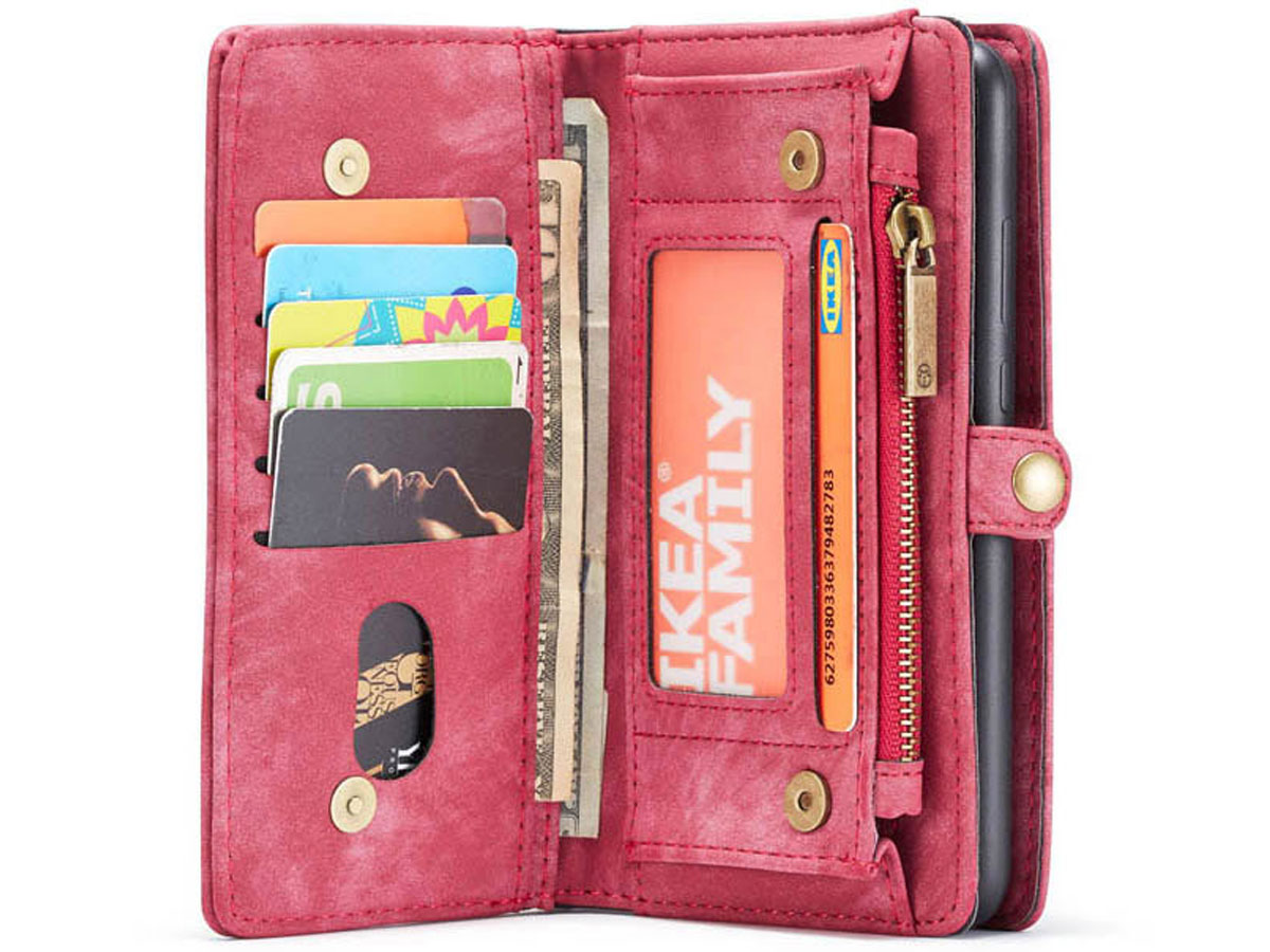 CaseMe 2in1 Wallet Ritsvak Case Rood - Samsung Galaxy A70 Hoesje