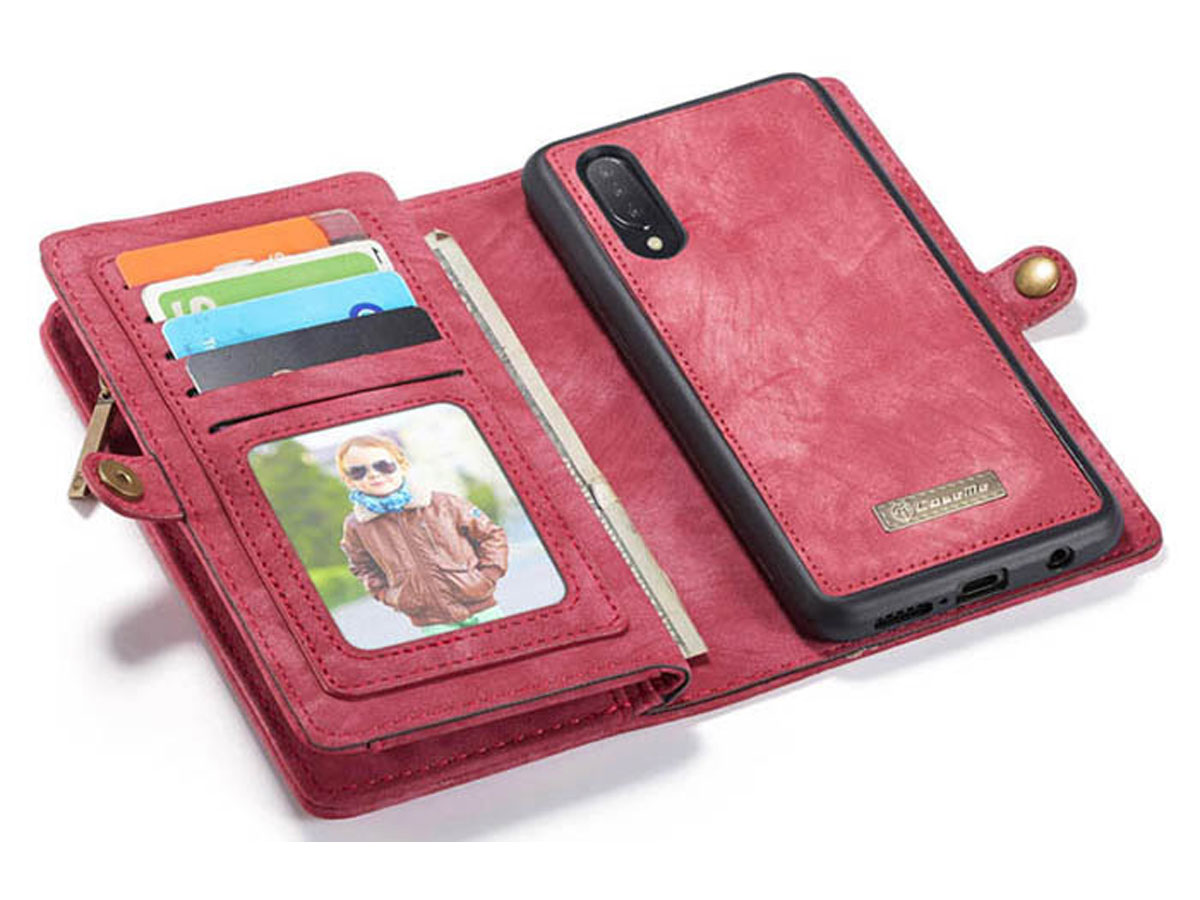 CaseMe 2in1 Wallet Ritsvak Case Rood - Samsung Galaxy A70 Hoesje