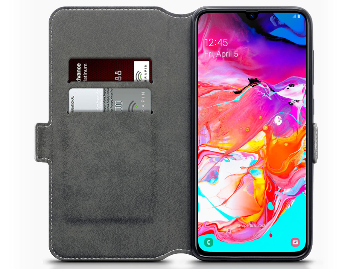 CaseBoutique Slim Wallet Case Grijs - Galaxy A70 hoesje