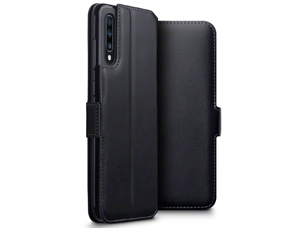 CaseBoutique Slim Wallet Case Zwart Leer - Galaxy A70 hoesje