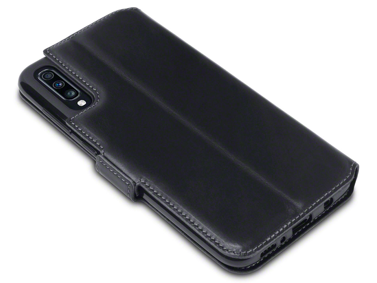 CaseBoutique Slim Wallet Case Zwart Leer - Galaxy A70 hoesje