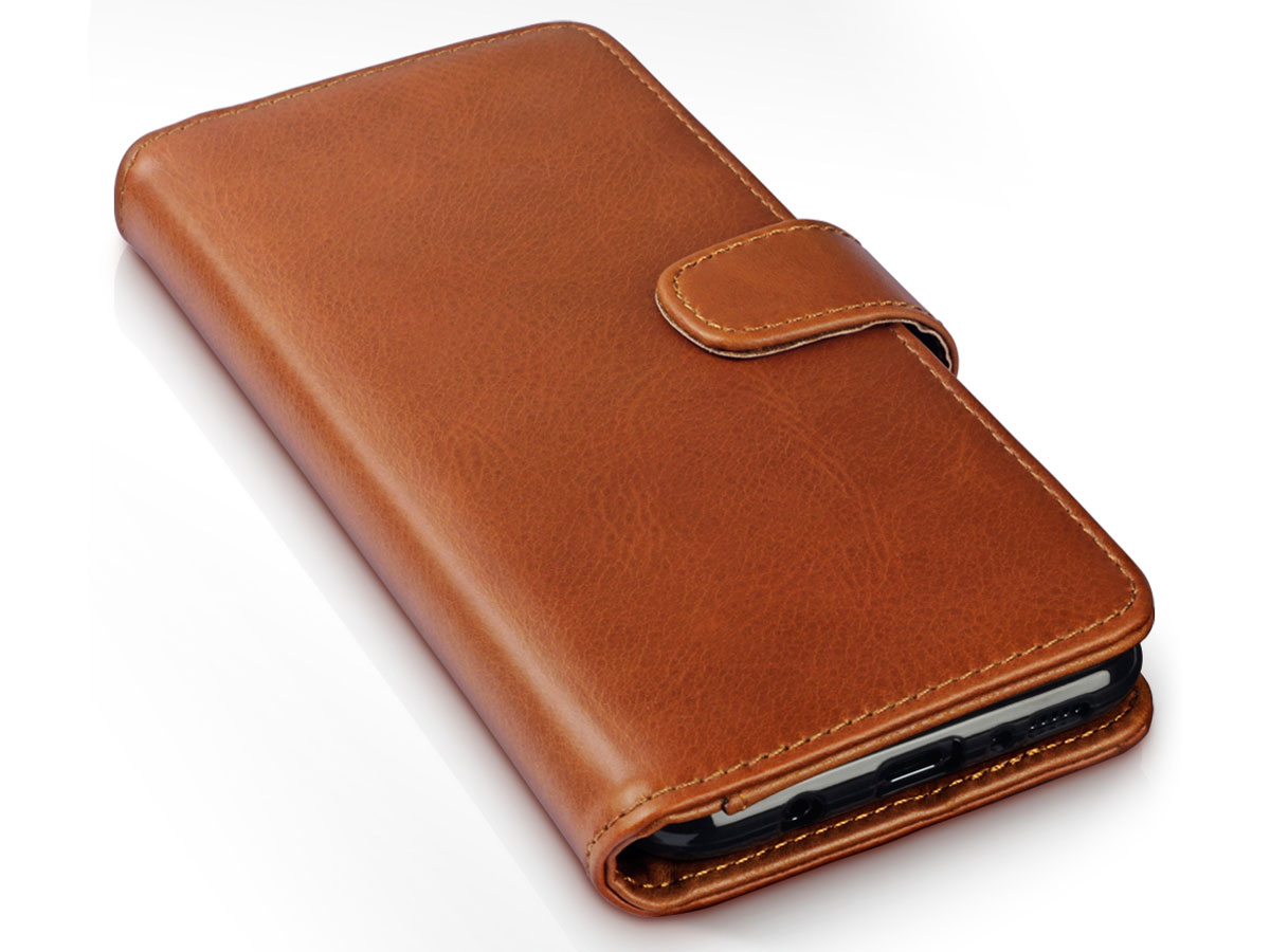 CaseBoutique Wallet Case Cognac Leer - Galaxy A70 hoesje