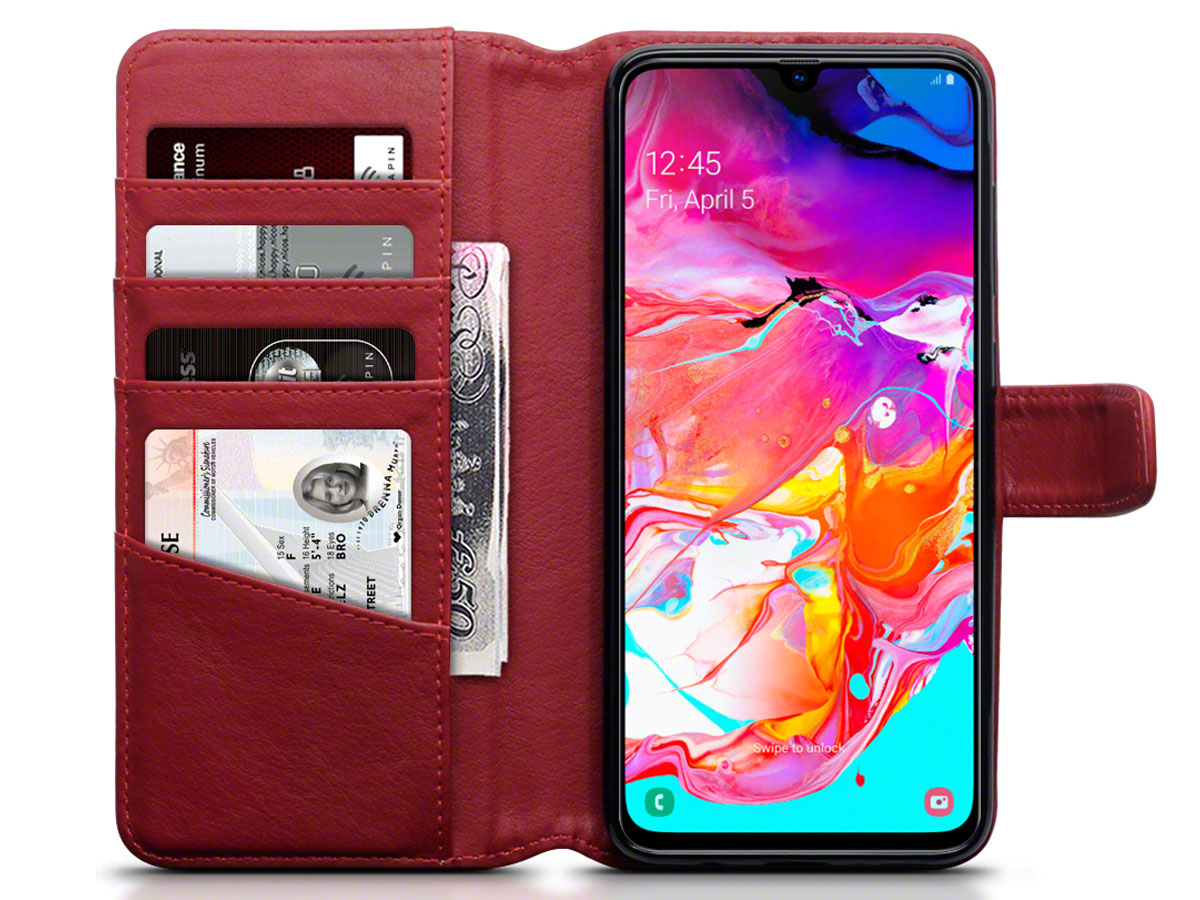 CaseBoutique Wallet Case Rood Leer - Galaxy A70 hoesje
