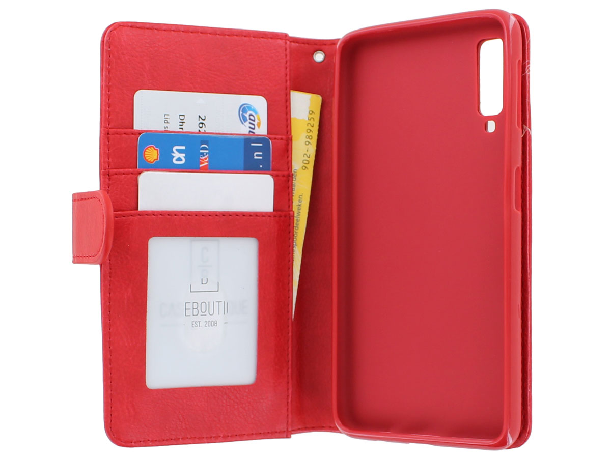 Zipper Book Case Rood - Samsung Galaxy A7 2018 hoesje