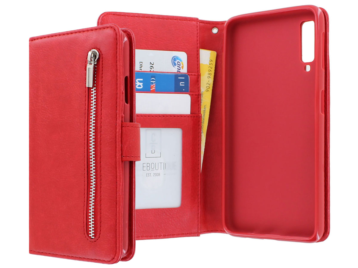 Zipper Book Case Rood - Samsung Galaxy A7 2018 hoesje