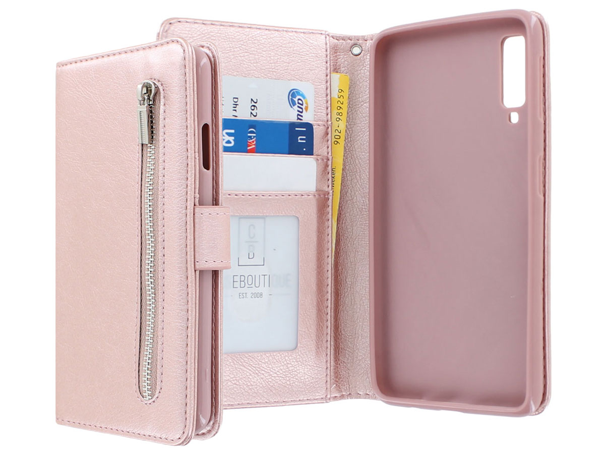 Zipper Book Case Rosé - Samsung Galaxy A7 2018 hoesje