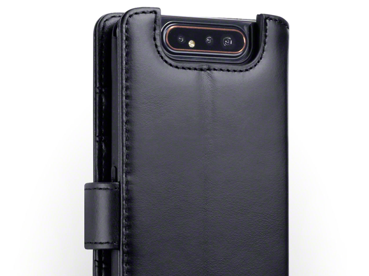 CaseBoutique Leather Wallet Zwart Leer - Galaxy A80 hoesje