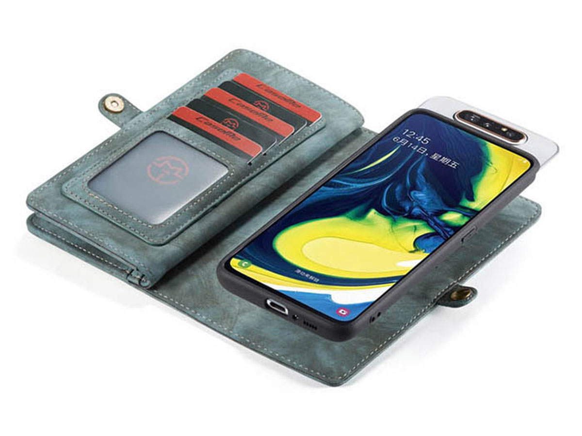 CaseMe 2in1 Wallet Ritsvak Case Blauw - Samsung Galaxy A80 Hoesje