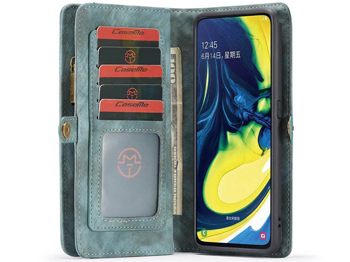 CaseMe 2in1 Wallet Ritsvak Case Blauw - Samsung Galaxy A80 Hoesje