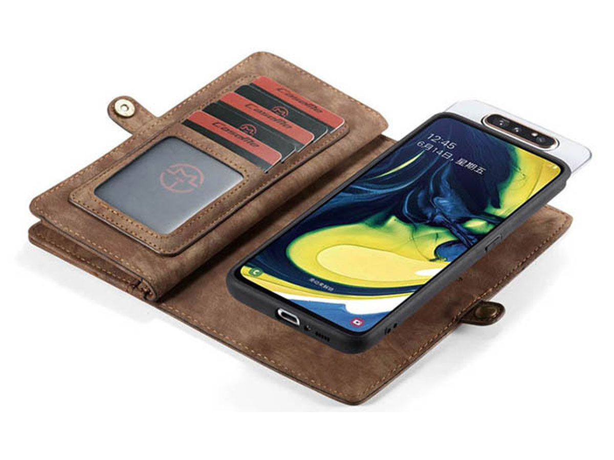 CaseMe 2in1 Wallet Ritsvak Case Bruin - Samsung Galaxy A80 Hoesje