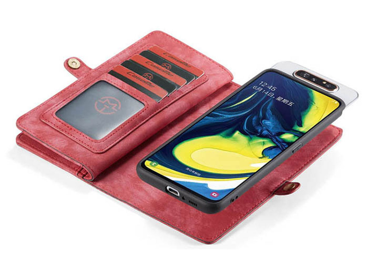 CaseMe 2in1 Wallet Ritsvak Case Rood - Samsung Galaxy A80 Hoesje