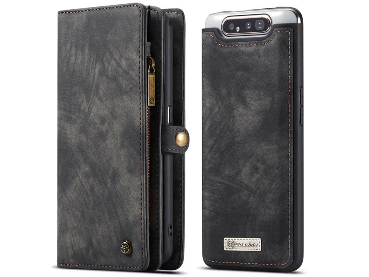 CaseMe 2in1 Wallet Ritsvak Case Zwart - Samsung Galaxy A80 Hoesje