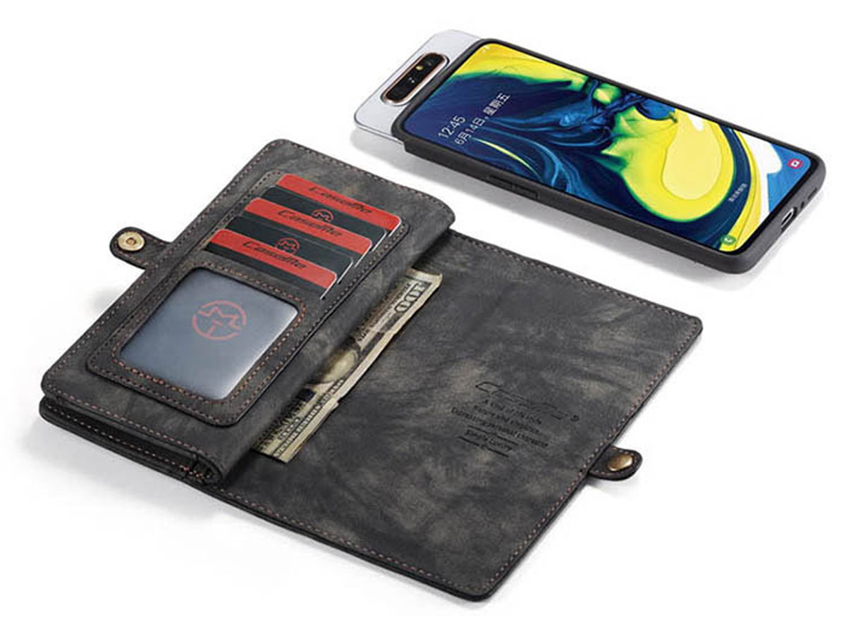 CaseMe 2in1 Wallet Ritsvak Case Zwart - Samsung Galaxy A80 Hoesje