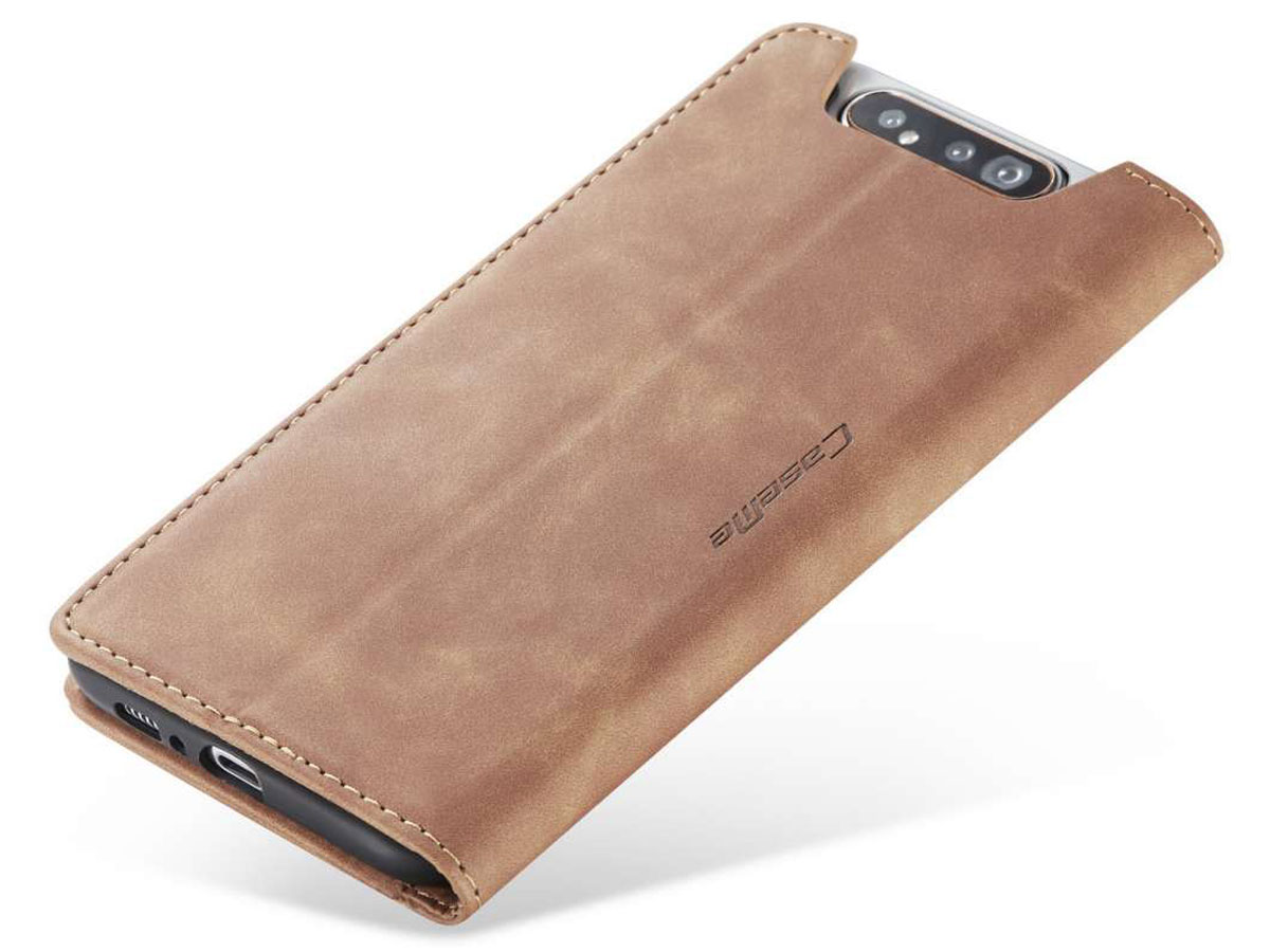 CaseMe Vintage BookCase Tan - Samsung Galaxy A80 hoesje