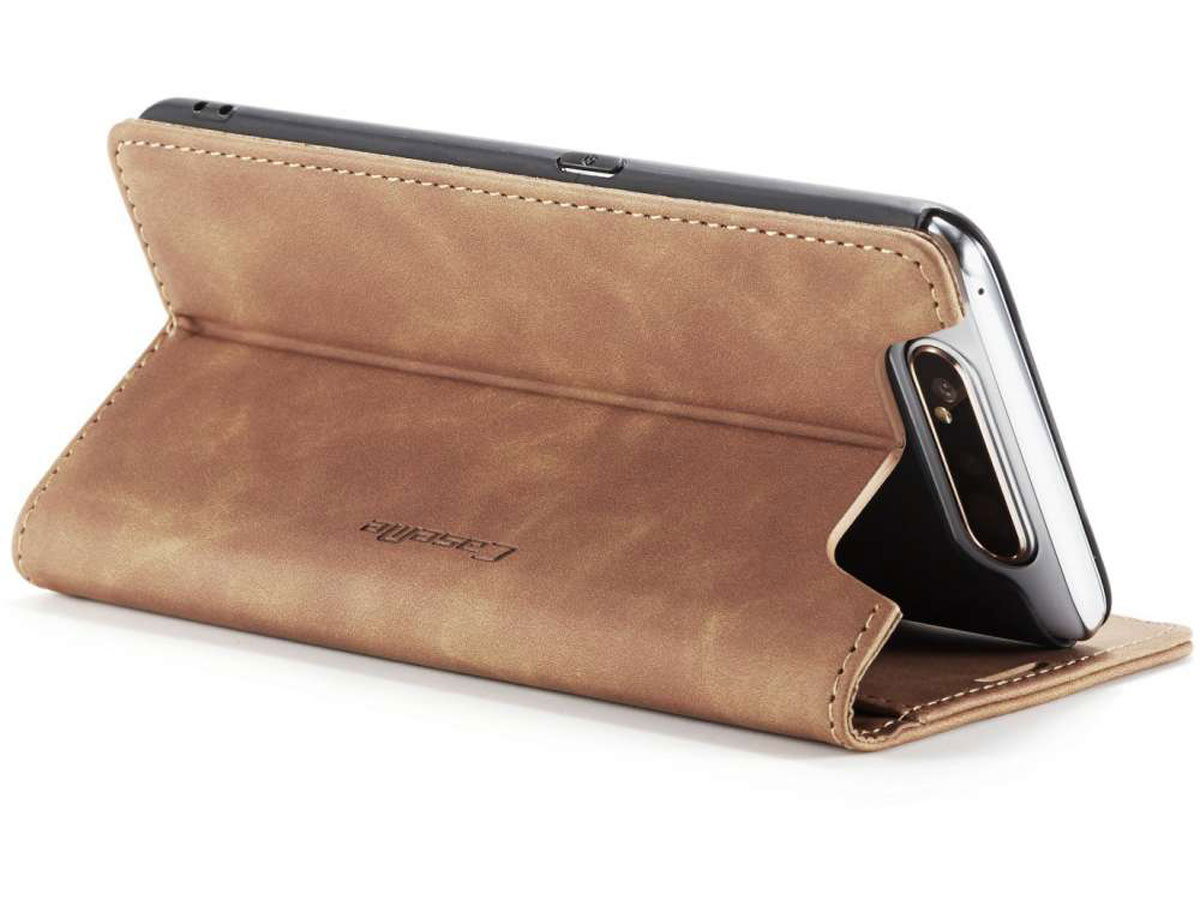 CaseMe Vintage BookCase Tan - Samsung Galaxy A80 hoesje