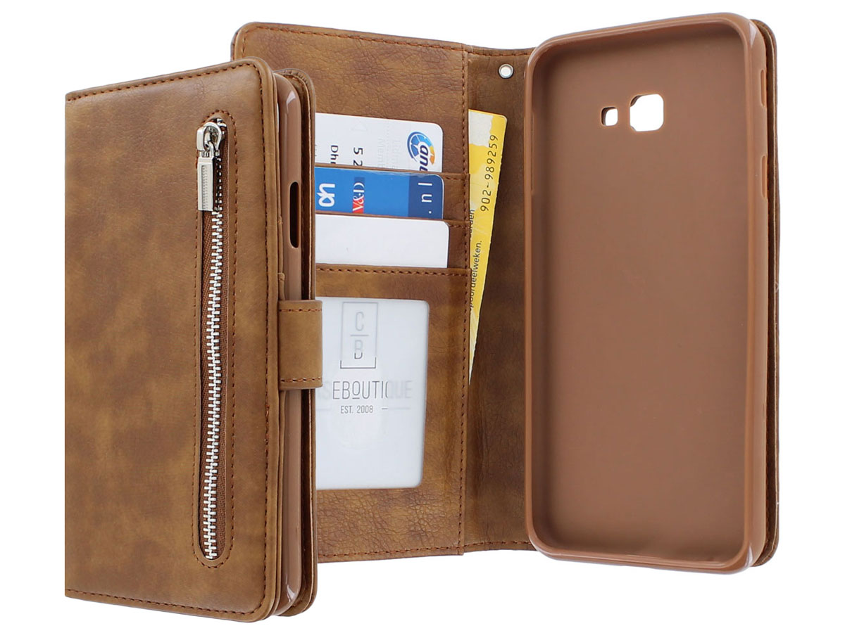 Zipper Book Case Bruin - Samsung Galaxy J4 Plus hoesje