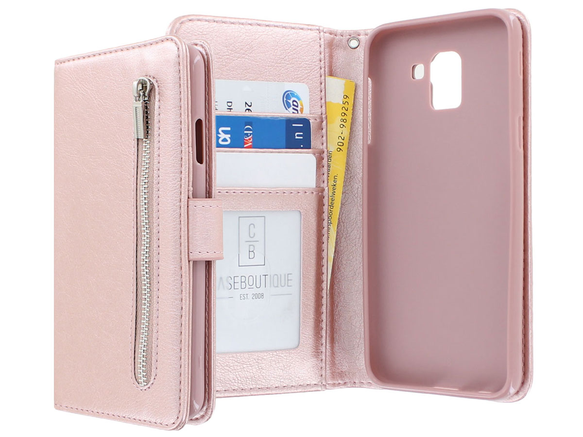 Zipper Book Case Rosé - Samsung Galaxy J6 2018 hoesje