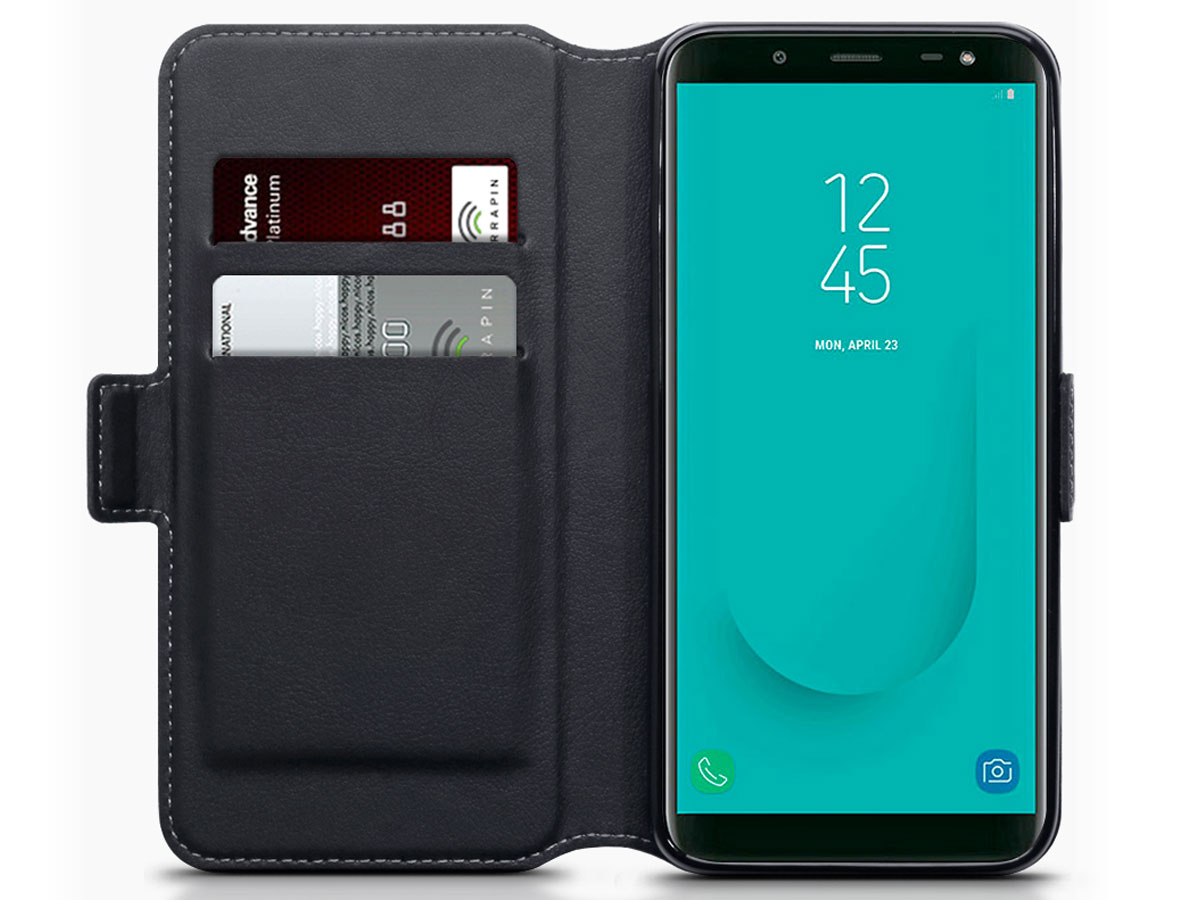 CaseBoutique Slim Zwart Leer - Galaxy J6 2018 hoesje