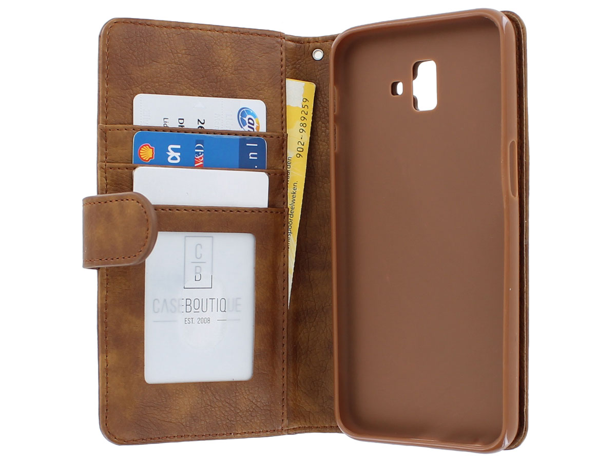 Zipper Book Case Bruin - Samsung Galaxy J6 Plus hoesje