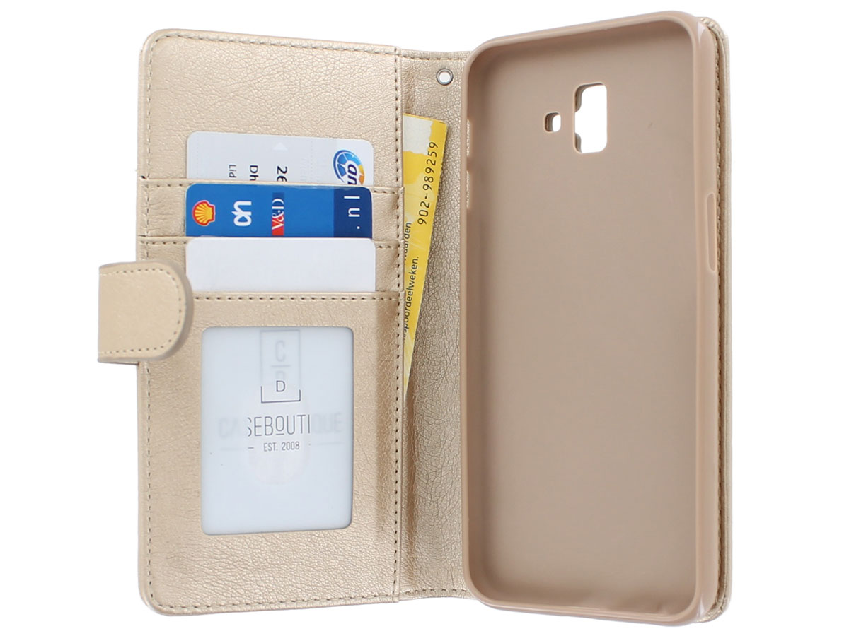 Zipper Book Case Goud - Samsung Galaxy J6 Plus hoesje