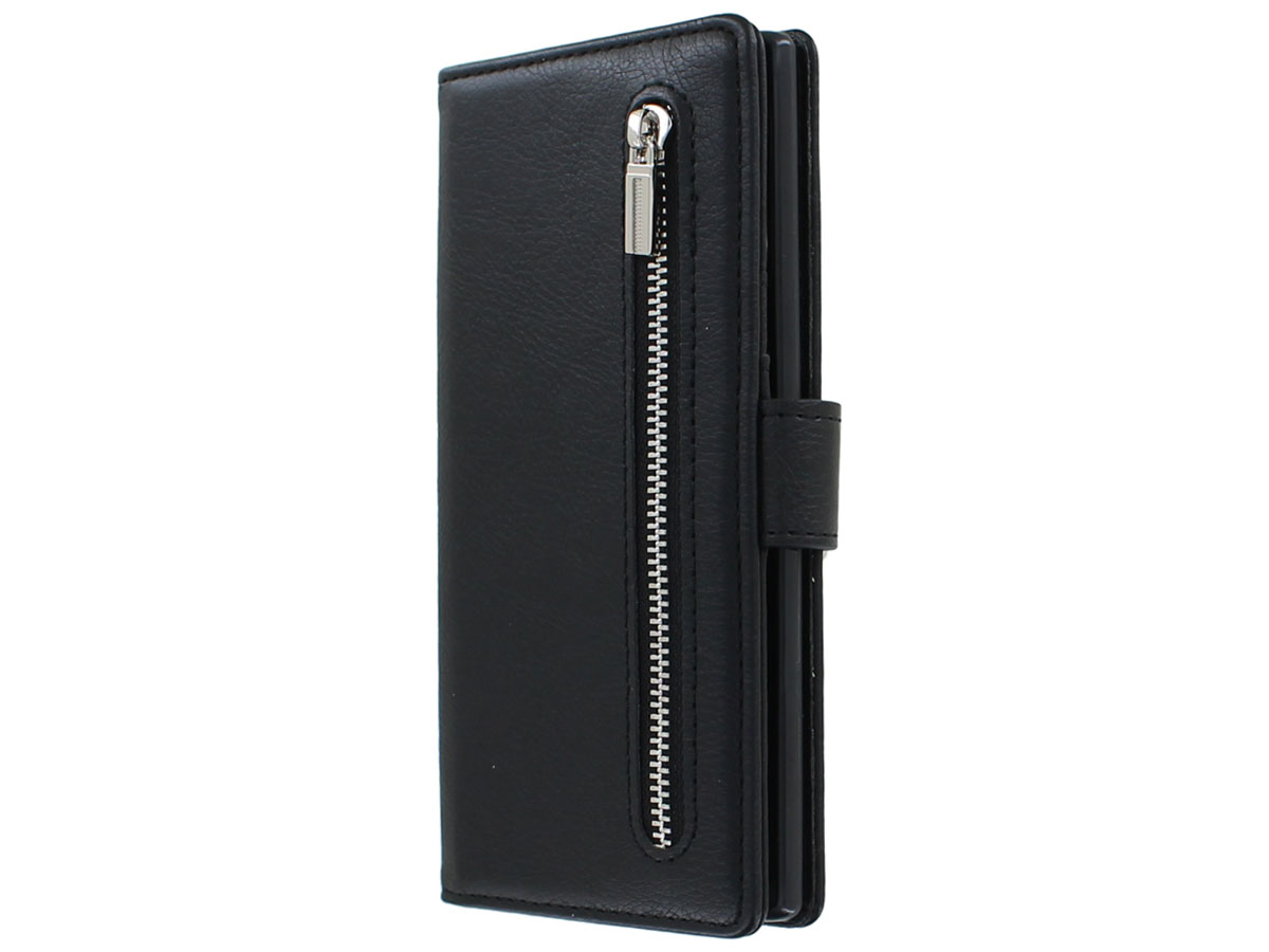 Book Case met Ritsvakje Zwart - Samsung Galaxy Note 10 hoesje
