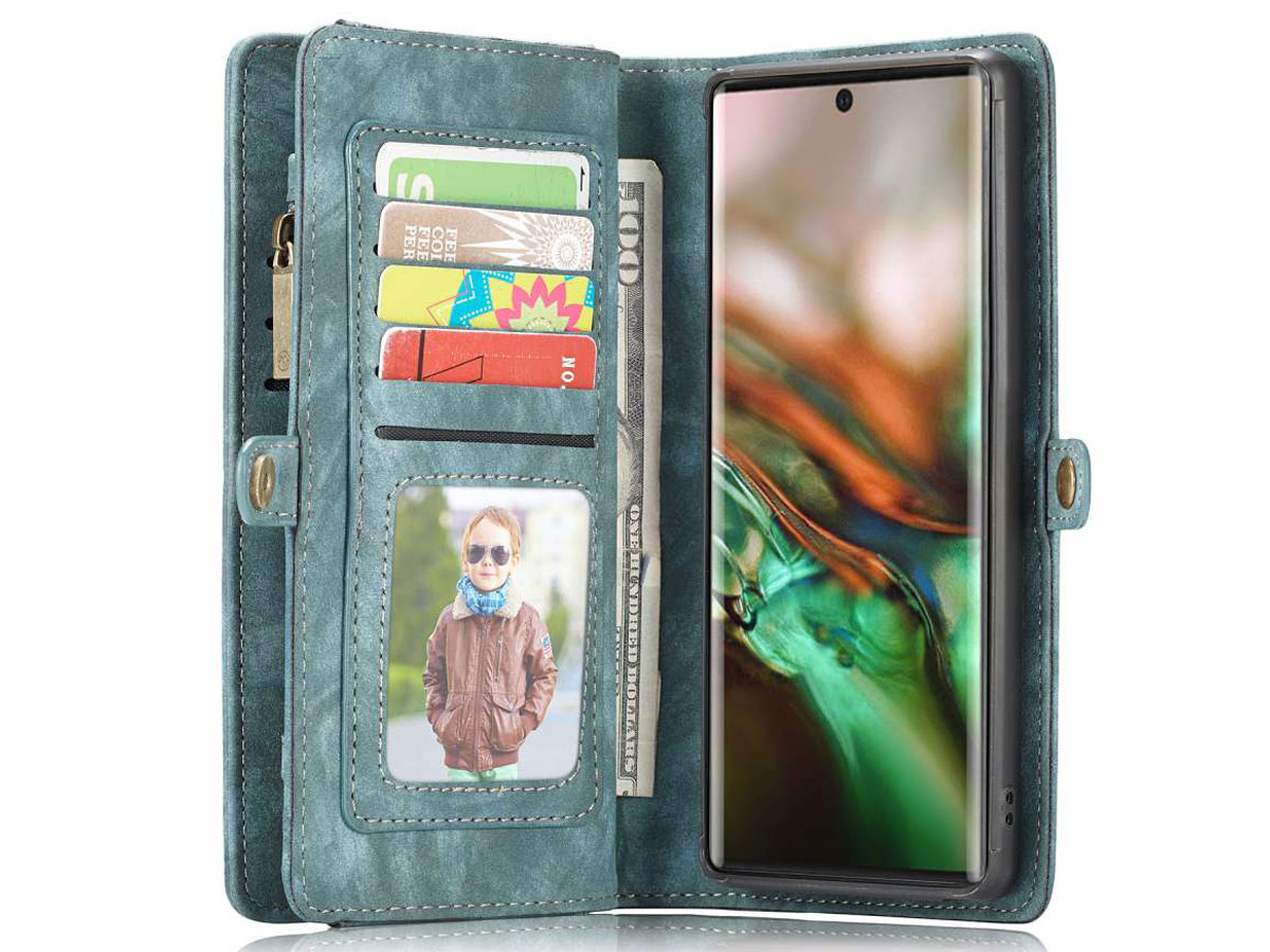 CaseMe 2in1 Wallet Ritsvak Case Blauw - Galaxy Note 10 Hoesje