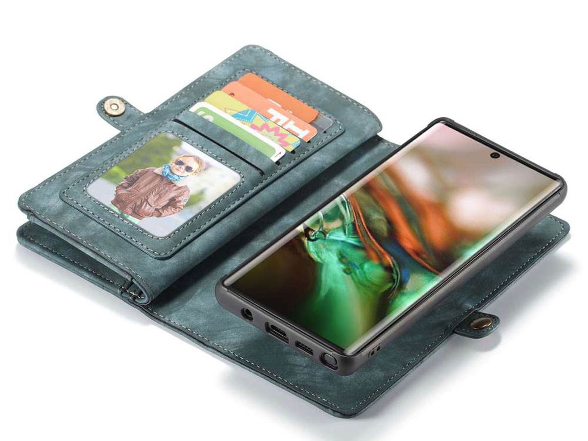 CaseMe 2in1 Wallet Ritsvak Case Blauw - Galaxy Note 10 Hoesje