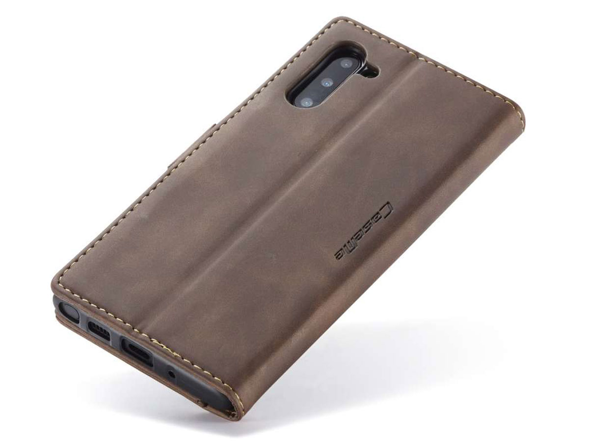 CaseMe Vintage BookCase Bruin - Samsung Galaxy Note 10 hoesje
