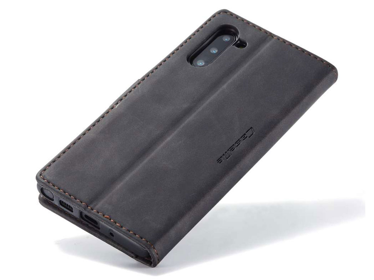 CaseMe Vintage BookCase Zwart - Samsung Galaxy Note 10 hoesje