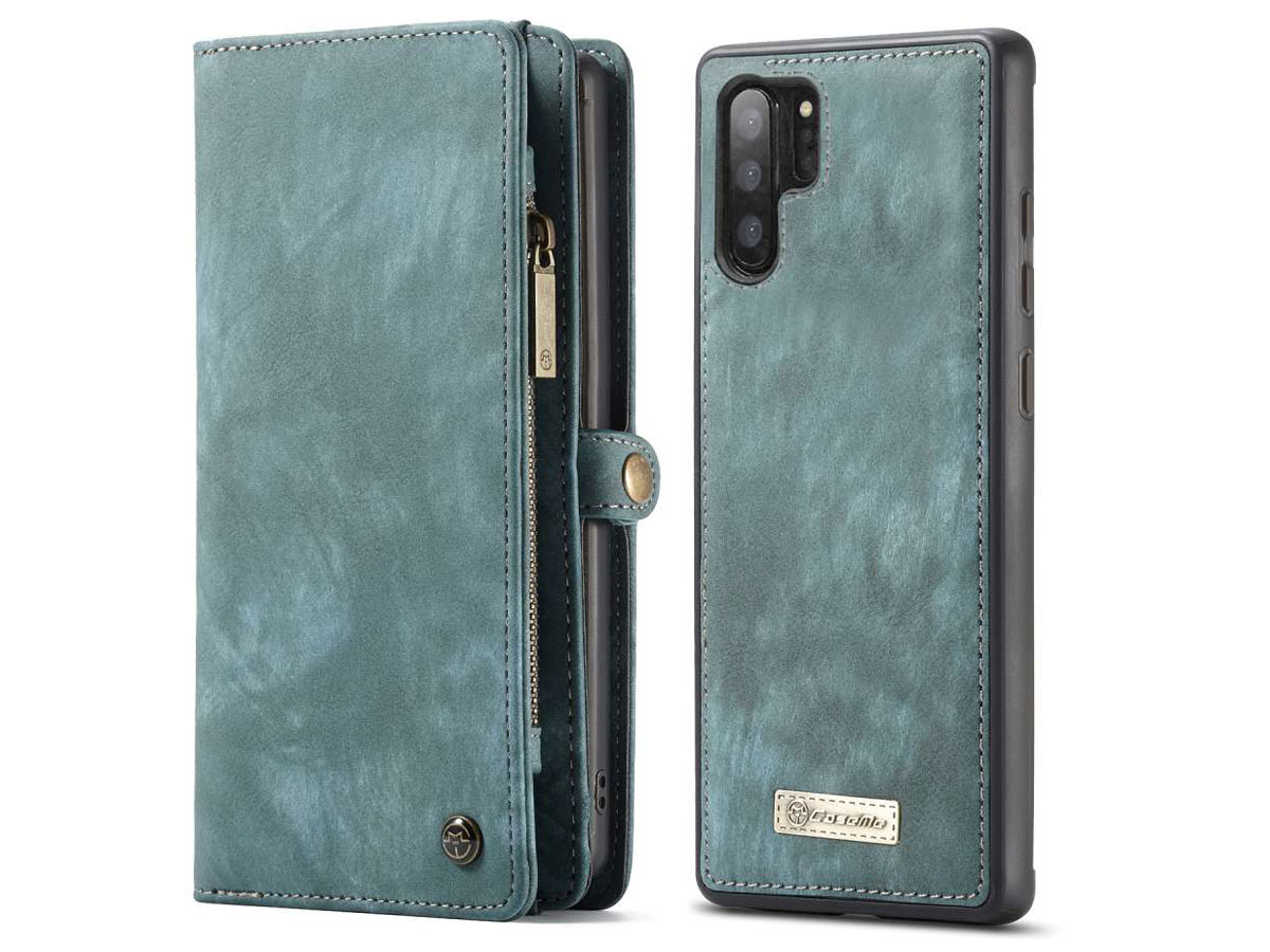 CaseMe 2in1 Wallet Ritsvak Case Blauw - Galaxy Note 10+ Hoesje