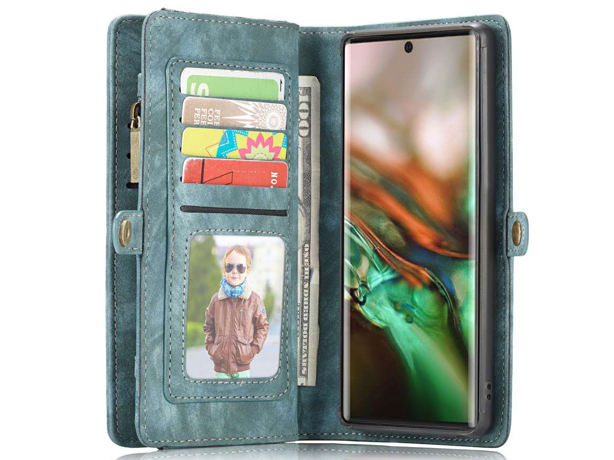 CaseMe 2in1 Wallet Ritsvak Case Blauw - Galaxy Note 10+ Hoesje
