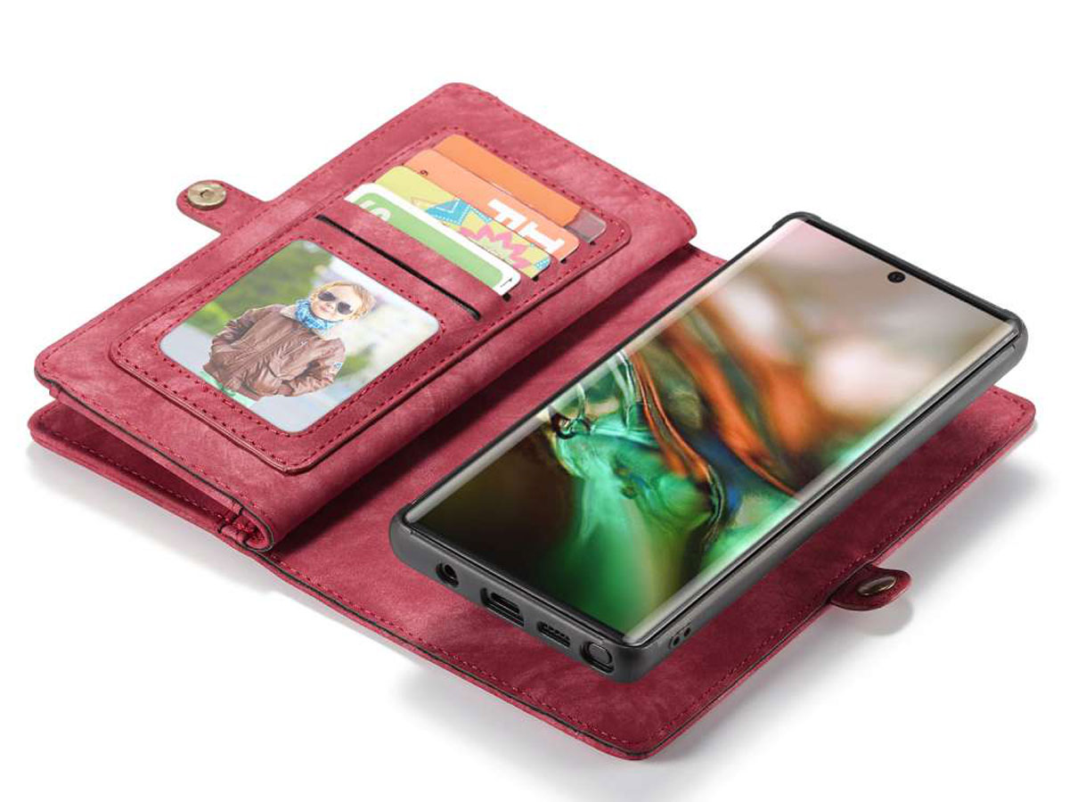 CaseMe 2in1 Wallet Ritsvak Case Rood - Galaxy Note 10+ Hoesje