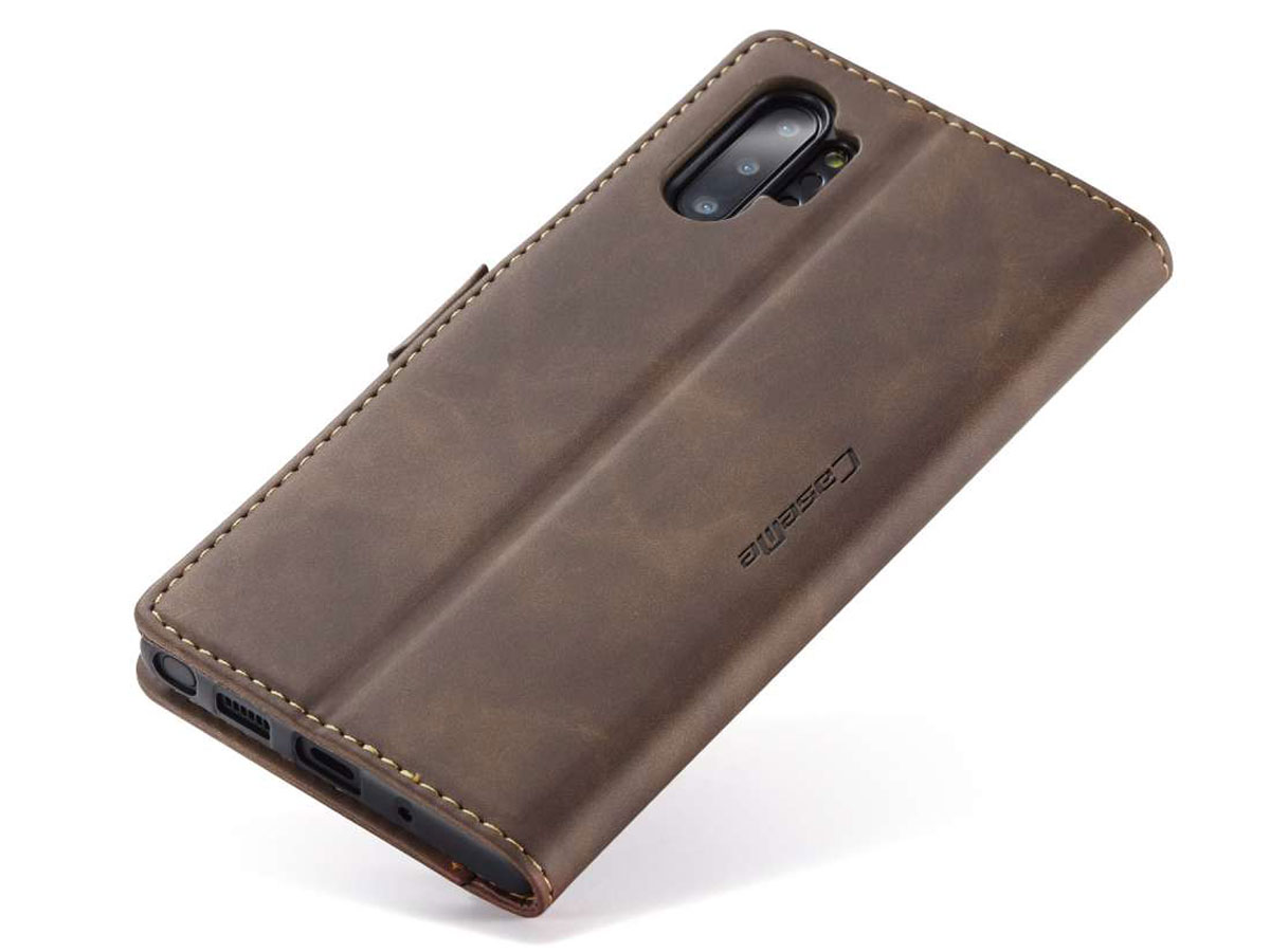 CaseMe Vintage BookCase Bruin - Samsung Galaxy Note 10+ hoesje