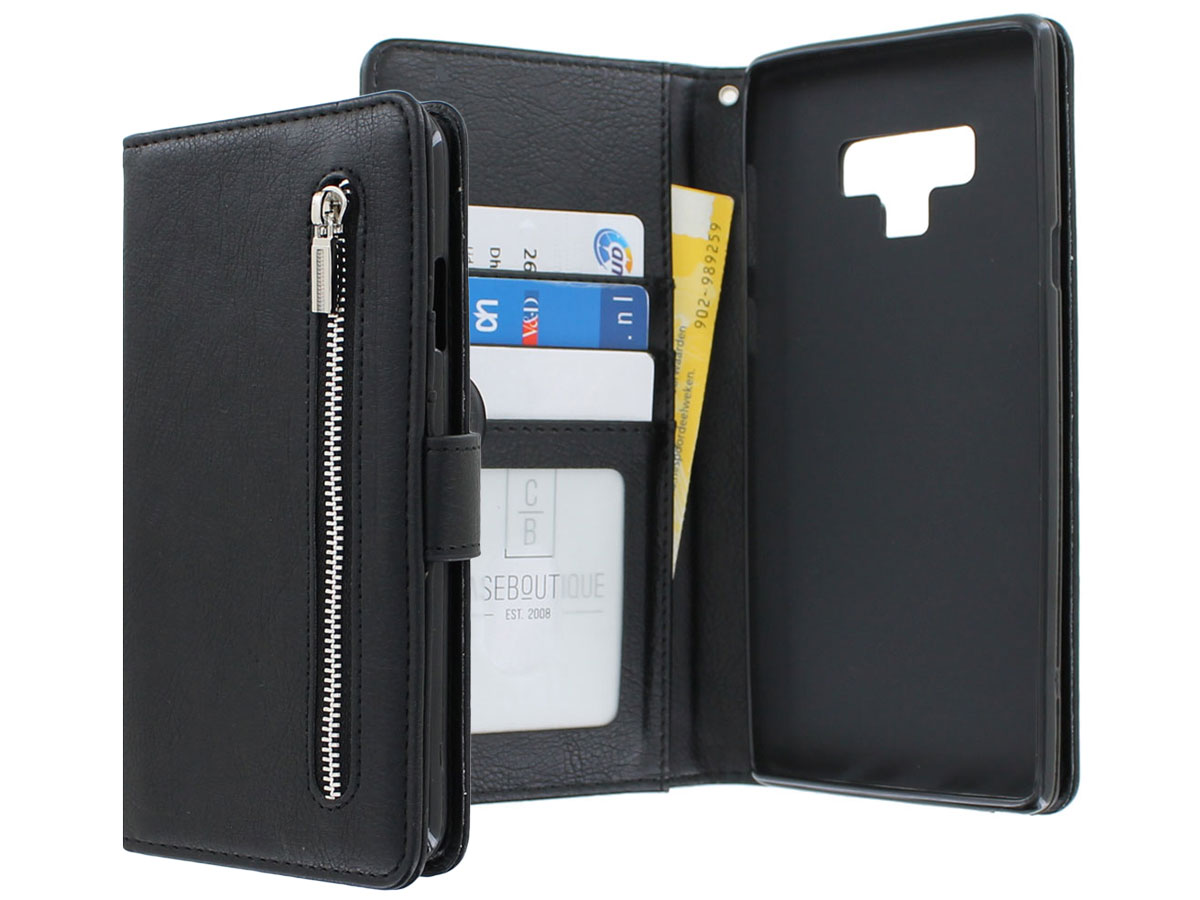 Zipper Book Case Zwart - Samsung Galaxy Note 9 hoesje