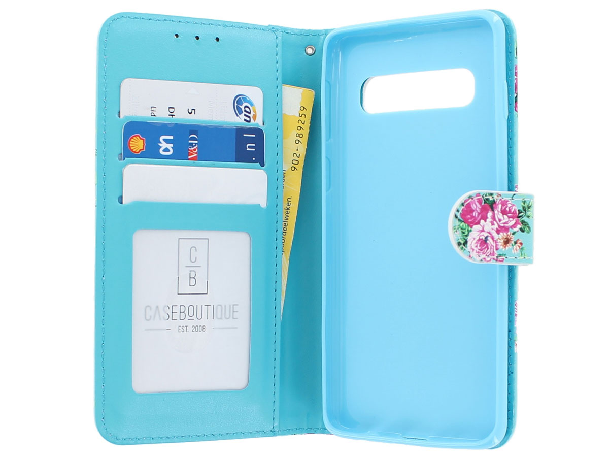Bloemenprint Bookcase Blauw - Samsung Galaxy S10 hoesje