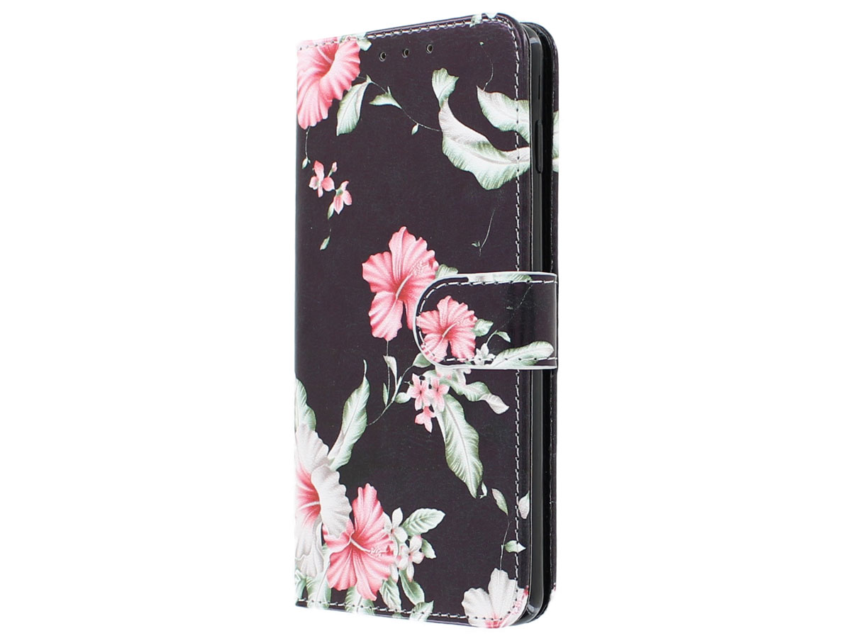 Bloemenprint Bookcase Zwart - Samsung Galaxy S10 hoesje