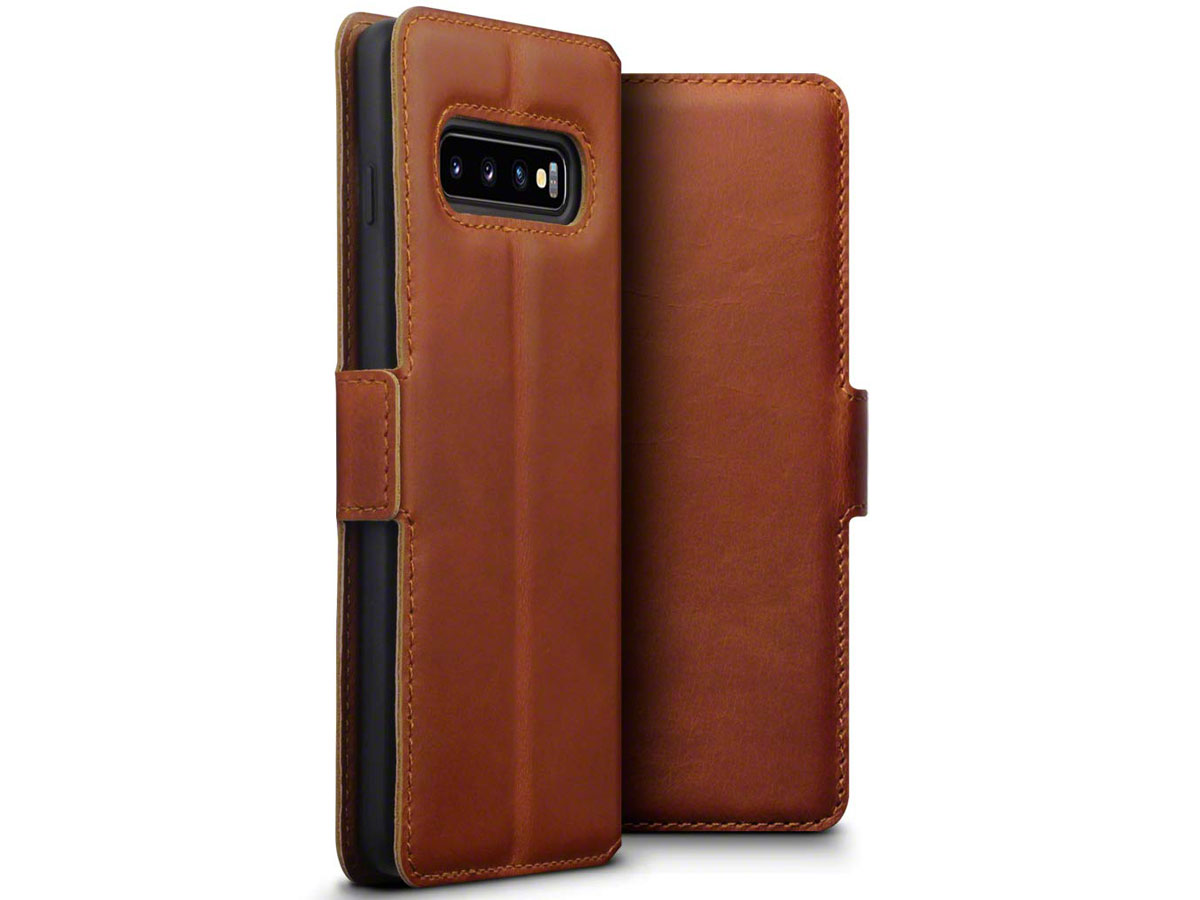 CaseBoutique Slim Wallet Case Cognac Leer - Galaxy S10 hoesje