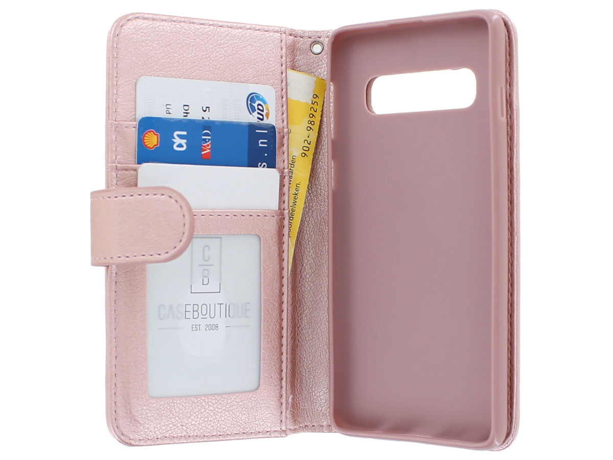 Book Case Rits Mapje Rosé - Samsung Galaxy S10 hoesje