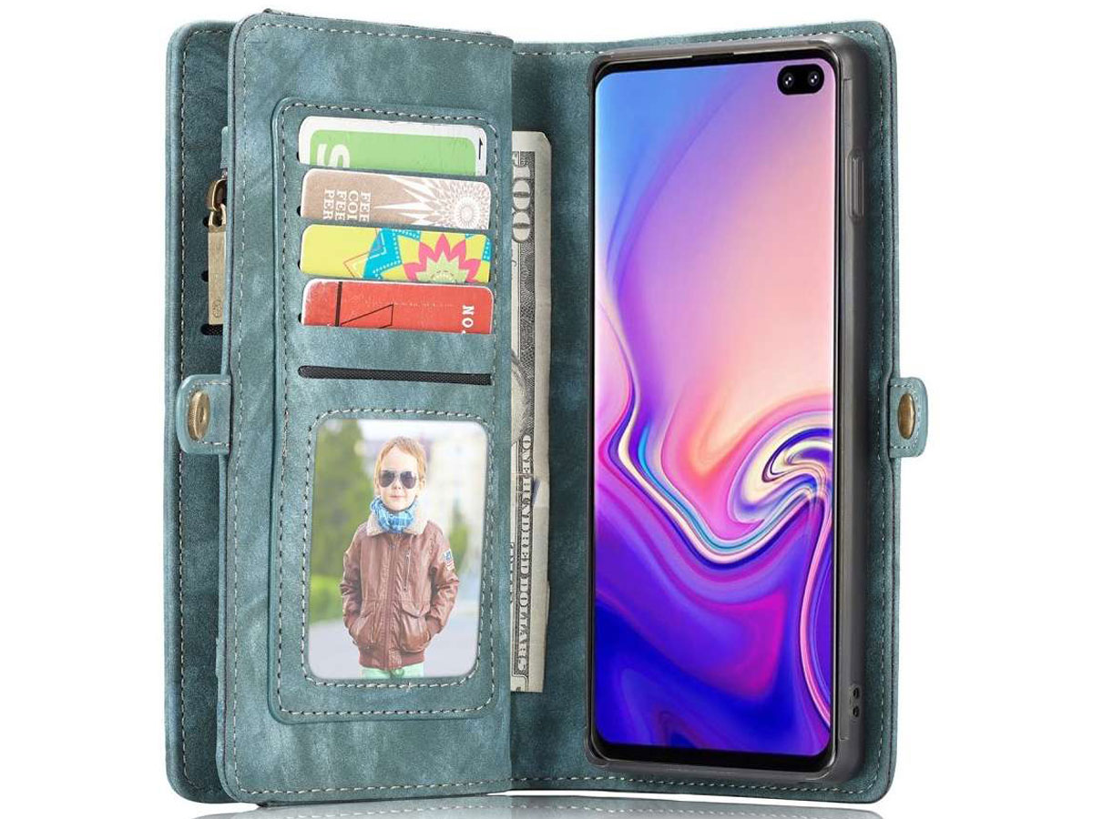CaseMe 2in1 Wallet Ritsvak Case Blauw - Samsung Galaxy S10 Hoesje