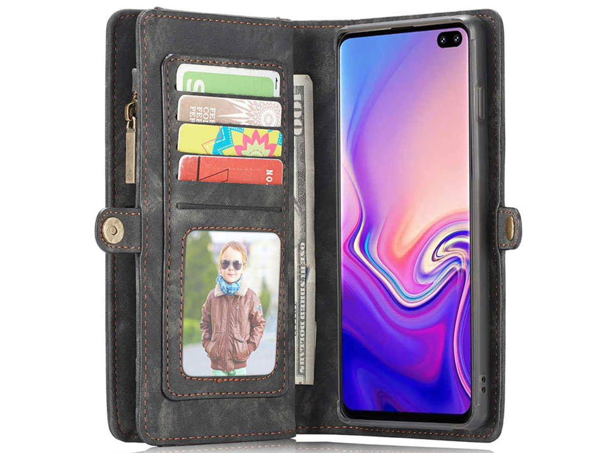 CaseMe 2in1 Wallet Ritsvak Case Zwart - Samsung Galaxy S10 Hoesje