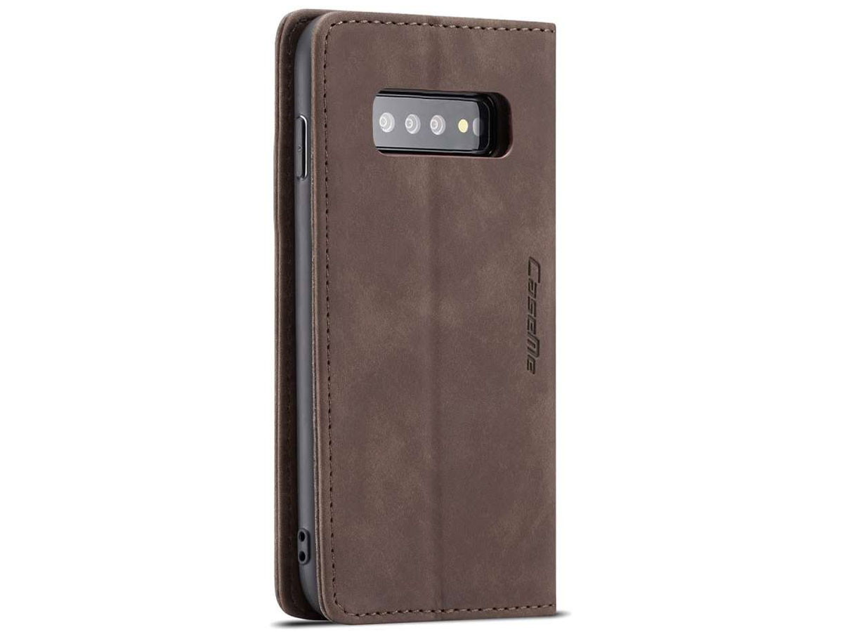 CaseMe Vintage BookCase Bruin - Samsung Galaxy S10 hoesje