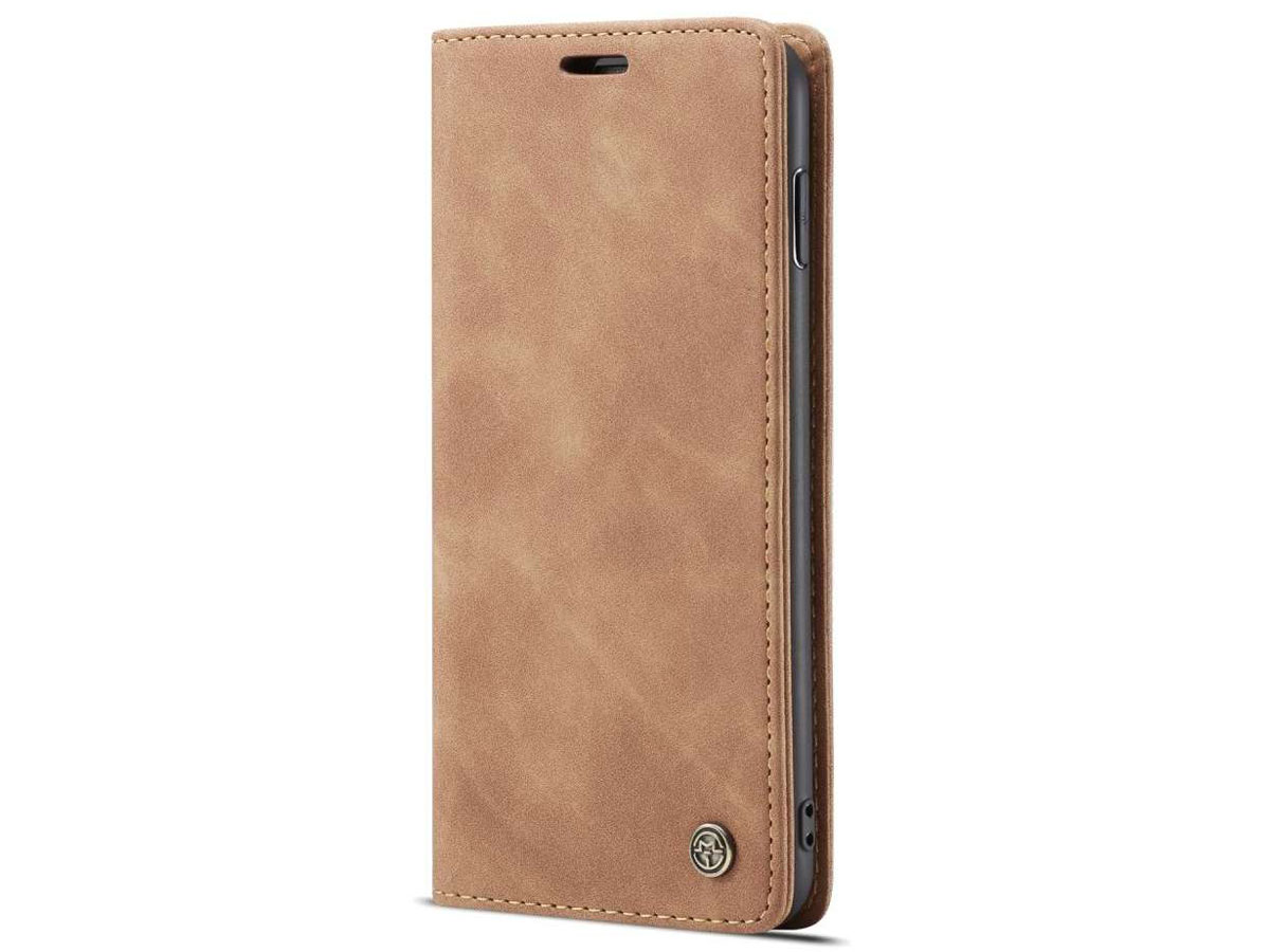 CaseMe Vintage BookCase Tan - Samsung Galaxy S10 hoesje