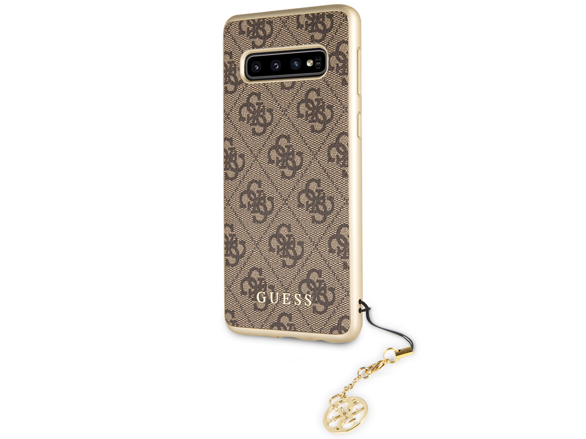 Guess Monogram Charm Case Bruin - Samsung Galaxy S10 hoesje