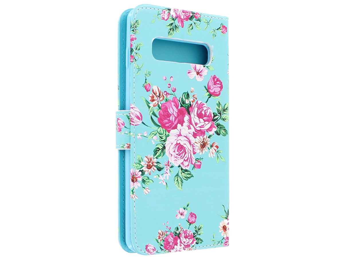 Bloemenprint Bookcase Blauw - Samsung Galaxy S10+ hoesje