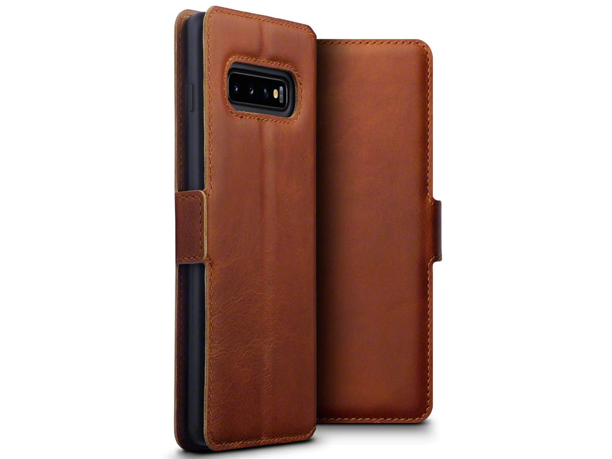CaseBoutique Wallet Case Cognac Leer - Galaxy S10+ hoesje