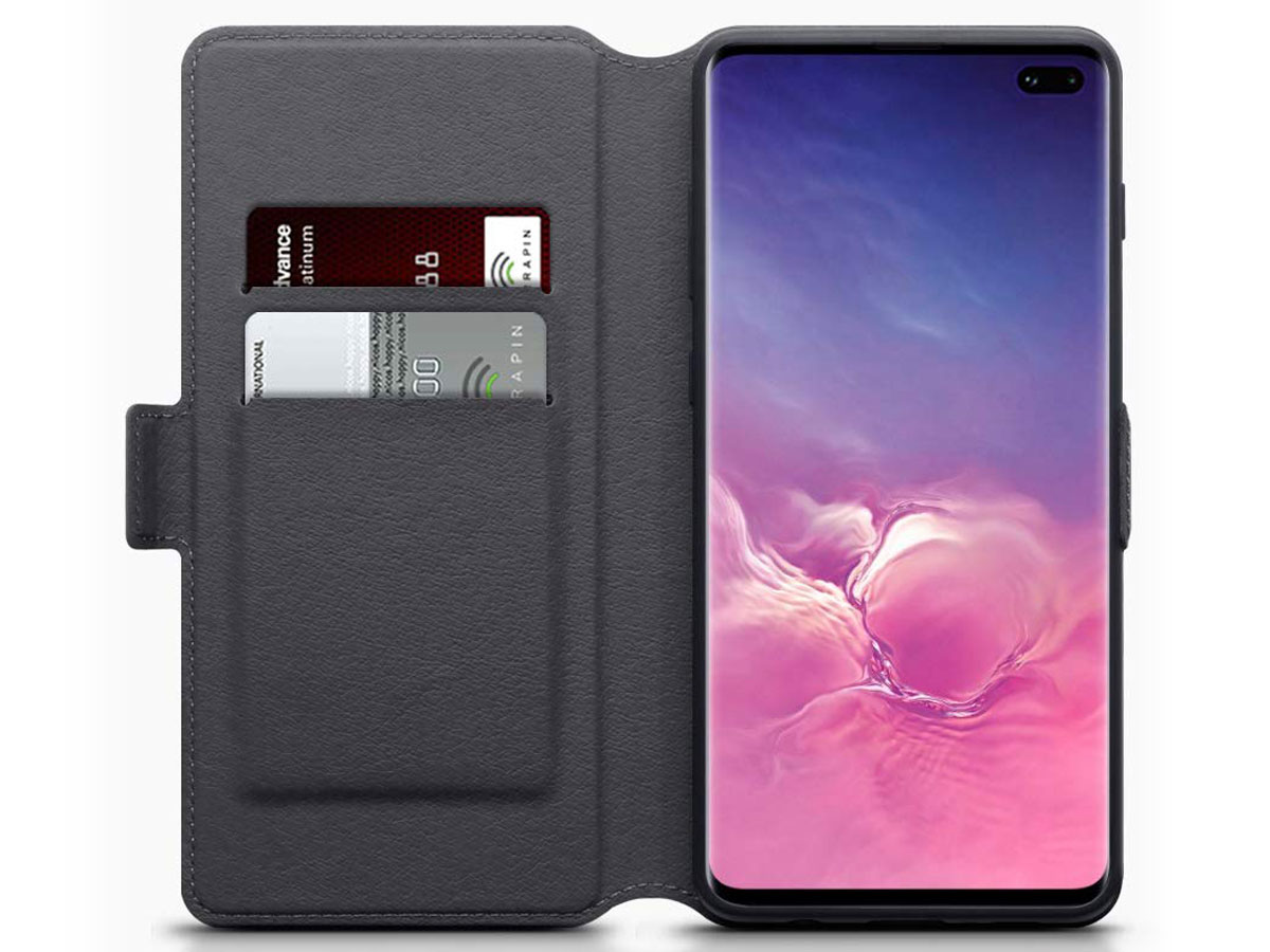 CaseBoutique Wallet Case Grijs Leer - Galaxy S10+ hoesje